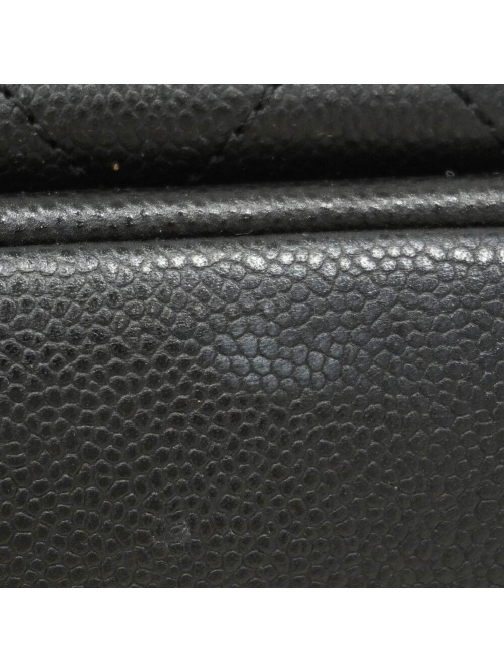 Chanel Shoulder Bag Quilted Caviar Leather Black Champagne Gold - Picture 9 of 10